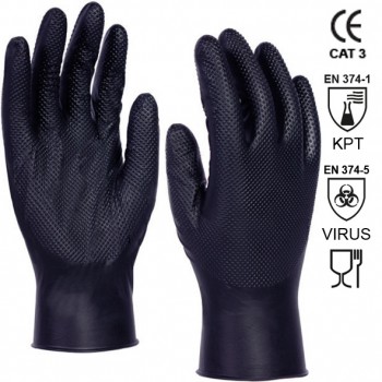 GUANTES DESECHABLES DE NITRILO NEGRO TEXTURIZADO Mod. UNIGRIP BK (2560)