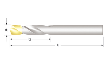 A022 - Dormer HSS Brillante/TiN 022 135°  022 Broca extra corta Corta DIN/ANSI