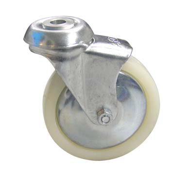 RUEDA DE POLIPROPILENO CON SOPORTE GIRATORIO (BUJE)