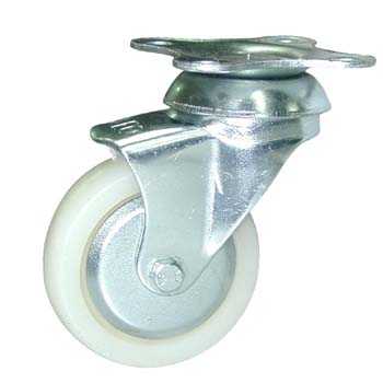RUEDA DE NYLON CON SOPORTE GIRATORIO (PLETINA)