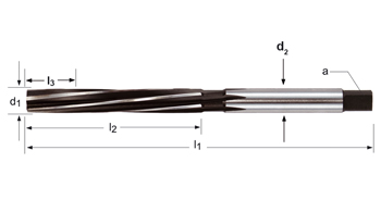 B100 - Dormer HSS Brillante/templado al vapor Con quadrado  Escariador de mano B DIN 206
