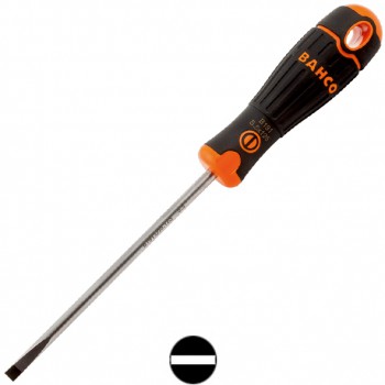 DESTORNILLADOR DE PUNTA PLANA RECTA BAHCOFIT CON MANGO DE GOMA Ref. B191