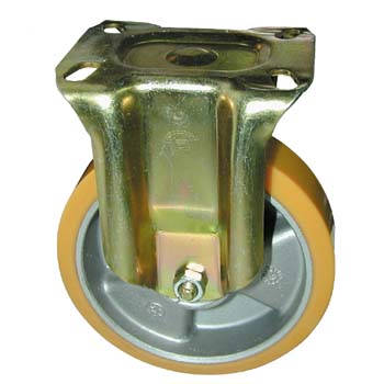 RUEDA DE POLIURETANO CON NÚCLEO DE ALUMINIO Y SOPORTE FIJO