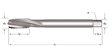 E258 - Dormer HSS-E Brillante M  M Machos de máquina Estrías helicoidales a 15° Estrías helicoidales a 15° DIN 376