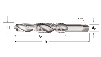 E653 - Dormer HSS Brillante NPT  NPT Combinación broca-macho Estrías helicoidales a 27° Estrías helicoidales a 27° ANSI