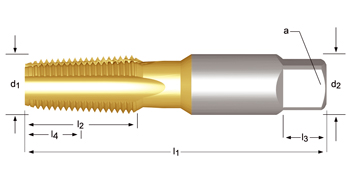E721 - Dormer HSS TiN NPT  NPT Machos de máquina Estrías rectas Estrías rectas ~ANSI B94.9