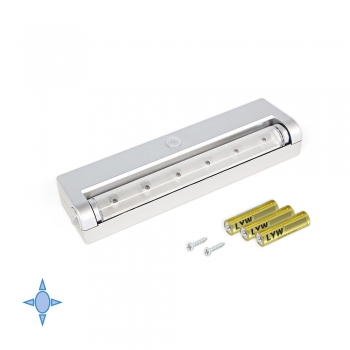 Luz LED a pilas, sensor de movimiento, Luz blanca fría, Plástico, Gris metalizado
