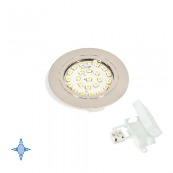Foco LED, D. 65 mm, para empotrar, Luz blanca fría, Plástico, Niquel satinado