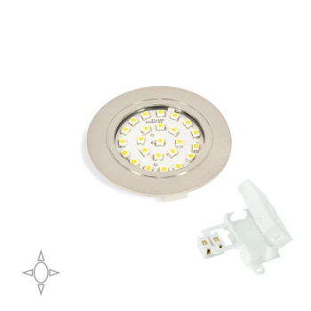 Foco LED, D. 65 mm, para empotrar, Luz blanca natural, Plástico, Niquel satinado