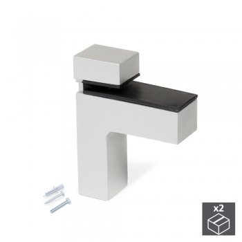 Soporte para estante de madera/cristal, espesor 4-38mm, Plástico y zamak, Gris metalizado, 2 ud.
