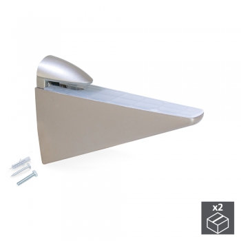 Soporte para estante de madera/cristal, espesor 8-40 mm, Plástico y zamak, Niquel mate , 2 ud.