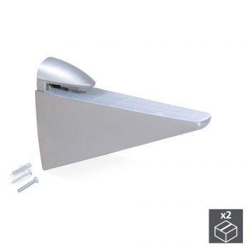 Soporte para estante de madera/cristal, espesor 8-40 mm, Plástico y zamak, Gris metalizado, 2 ud.