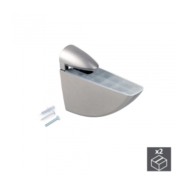 Soporte para estante de madera/cristal, espesor 8-40 mm, Plástico y zamak, Gris metalizado, 2 ud.