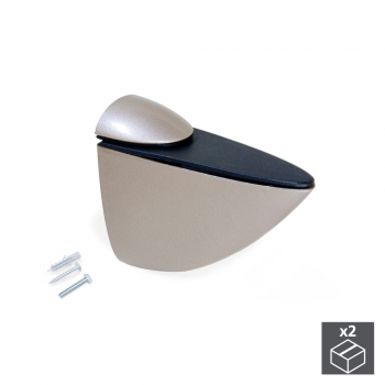 Soporte para estante de madera/cristal, espesor 0-25 mm, Plástico y zamak, Niquel mate, 2 ud.
