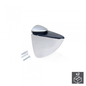 Soporte para estante de madera/cristal, espesor 0-20 mm, Plástico y zamak, Gris metalizado, 2 ud.
