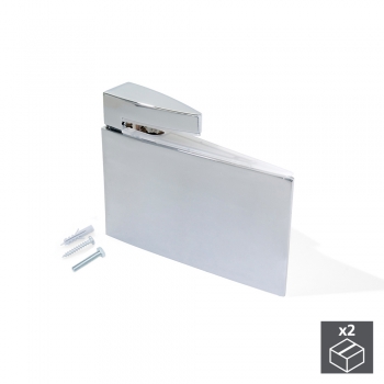 Soporte para estante de madera/cristal, espesor 8-40 mm, Plástico y zamak, Gris metalizado, 2 ud.