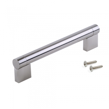 Tiradores para mueble, D. 16 mm, intereje 128 mm, Acero, Niquel satinado