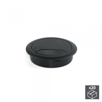 Tapa pasacables circular, D. 60 mm, para encastrar, Plástico, Negro, 20 ud.