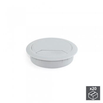 Tapa pasacables circular, D. 60 mm, para encastrar, Plástico, Gris, 20 ud.