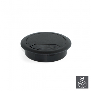 Tapa pasacables circular, D. 80 mm, para encastrar, Plástico, Negro, 4ud.