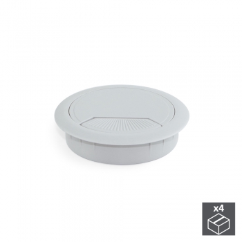 Tapa pasacables circular, D. 80 mm, para encastrar, Plástico, Gris, 4 ud.