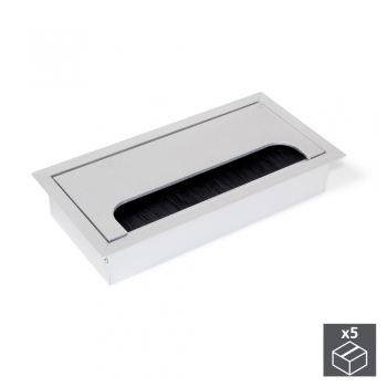 Pasacables mesa, rectangular, 158 x 80 mm, para encastrar, Aluminio, Anodizado mate, 5 ud.