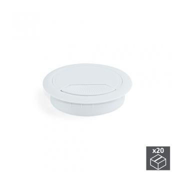 Tapa pasacables circular, D. 60 mm, para encastrar, Plástico, Blanco, 20 ud.