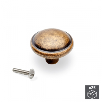 Pomo para mueble, D. 32 mm, Zamak, Bronce, 25 ud.