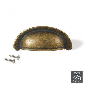 Tiradores para mueble, intereje 64 mm, Zamak, Bronce, 20 ud.