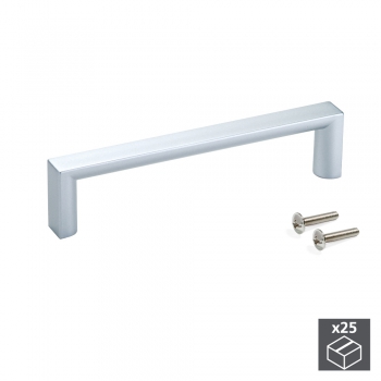 Tiradores para mueble, intereje 96 mm, Plástico ABS, Gris metalizado, 25 ud.