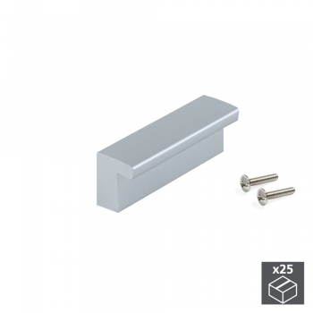 Tiradores para mueble, intereje 64 mm, Plástico ABS, Gris metalizado, 25 ud.
