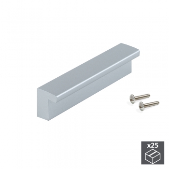 Tiradores para mueble, intereje 96 mm, Plástico ABS, Gris metalizado, 25 ud.
