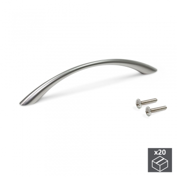Tiradores para mueble , intereje 128 mm, Zamak, Niquel Satinado, 20 ud.