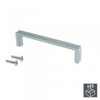 Tiradores para mueble, intereje 96 mm, Zamak, Gris metalizado, 25 ud.