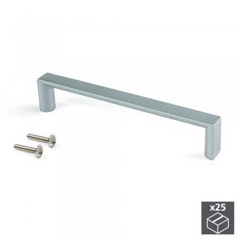 Tiradores para mueble, intereje 128 mm, Zamak, Gris metalizado, 25 ud.