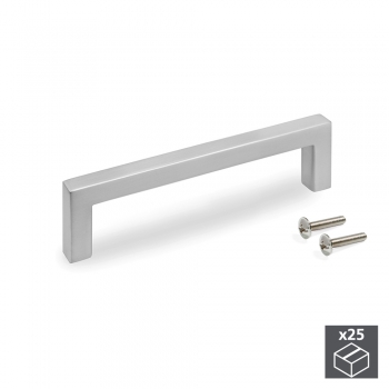 Tiradores para mueble, intereje 128 mm, Zamak, Niquel satinado, 25 ud.