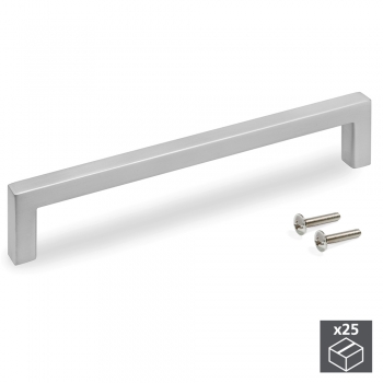 Tiradores para mueble , intereje 160 mm, Zamak, Niquel satinado, 25 ud.