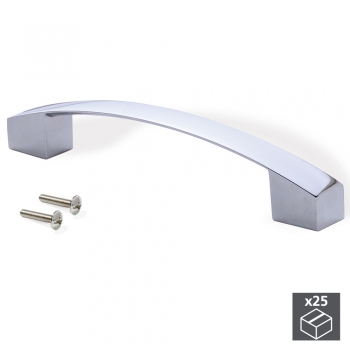 Tiradores para mueble , intereje 128 mm, Zamak, Cromado, 25 ud.