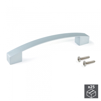 Tiradores para mueble , intereje 128 mm, Zamak, Gris metalizado, 25 ud.