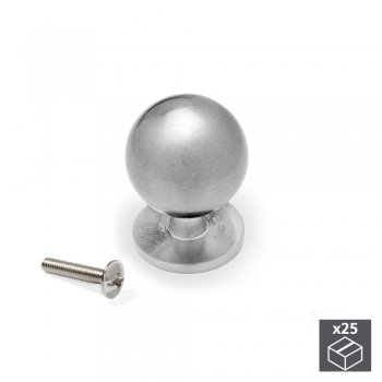 Pomo para mueble, D. 20 mm, Zamak, Niquel satinado, 25 ud.