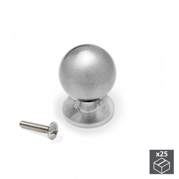 Pomo para mueble, D. 25 mm, Zamak, Niquel satinado, 25 ud.
