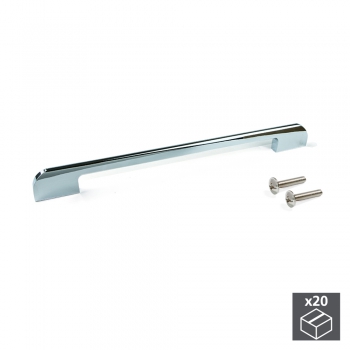 Tiradores para mueble, intereje 256 mm, Aluminio, Cromado, 20 ud.