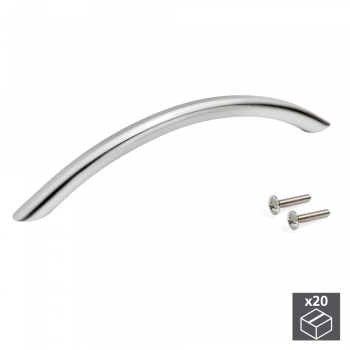 Tiradores para mueble, D. 10 mm, intereje 224 mm, Acero, Niquel satinado, 20 ud.