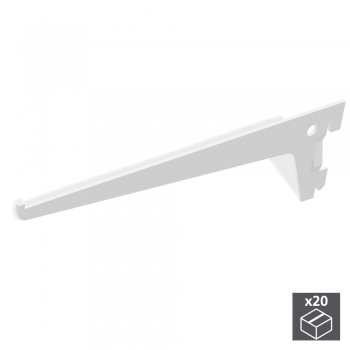 Soporte para estante de madera/cristal, perfil paso 50 mm, 350 mm, Acero, Blanco, 20 ud.