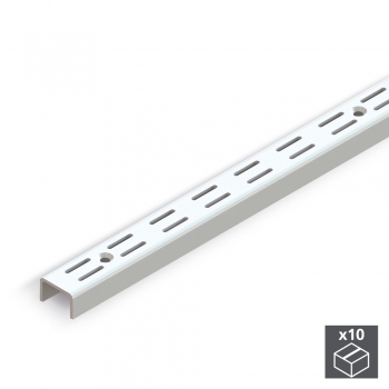Perfil de armario, ranura doble, paso 32 mm, 951 mm, Acero, Blanco, 10 ud.