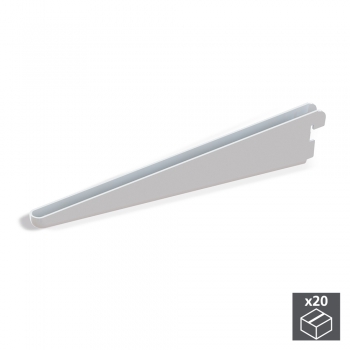 Soporte para estante de madera/cristal, perfil paso 32 mm, 370 mm, Acero, Blanco, 20 ud.