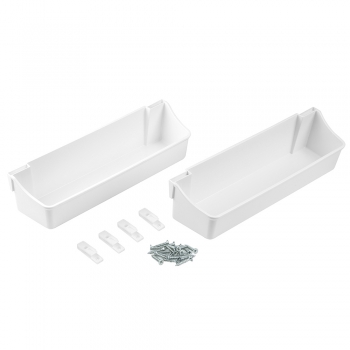 Bandejas auxiliares para fijar puerta armario, 350 mm, Plástico, Blanco, 2 ud.