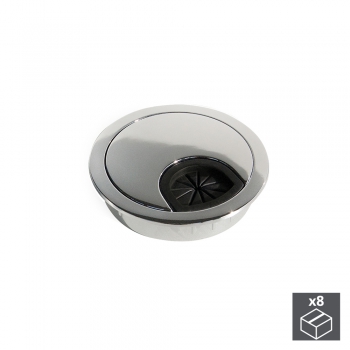 Tapa pasacables circular, D. 60 mm, para encastrar, Zamak, Cromado, 8 ud.