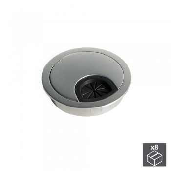 Tapa pasacables circular, D. 60 mm, para encastrar, Zamak, Cromado mate, 8 ud.