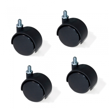 Ruedas para cajonera con perno M8, D.40 mm, Acero y plástico, Negro, 4 ud.